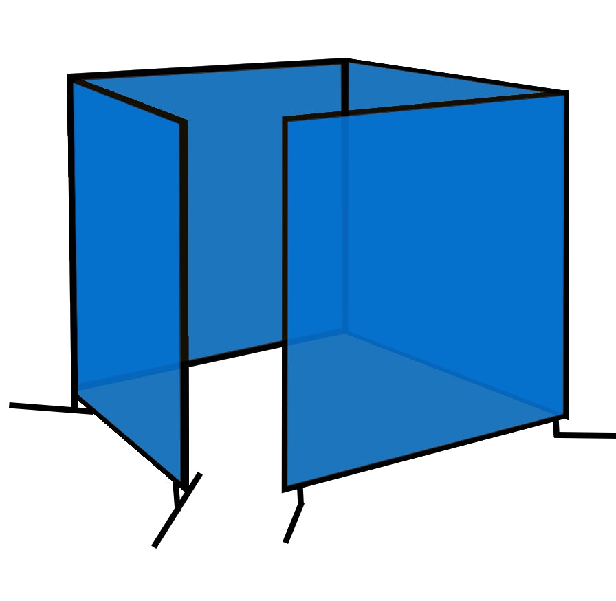 Adoration 6x8 ft Blue Vinyl Portable Welding Curtain(Four Panel) with Frame