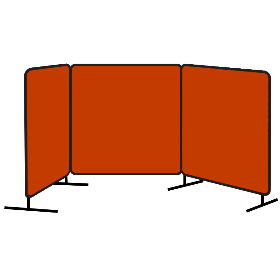 Adoration 6x8 ft Orange Vinyl Portable Welding Curtain(Three Panel) with Frame