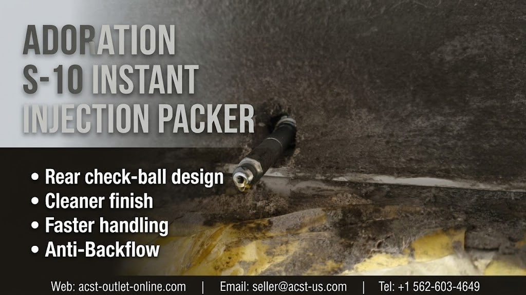 100 pcs/bag S-10 (1/2" x 3.5") Stainless Steel Injection Packers - High-Pressure Concrete Crack Repair with Instant Removal