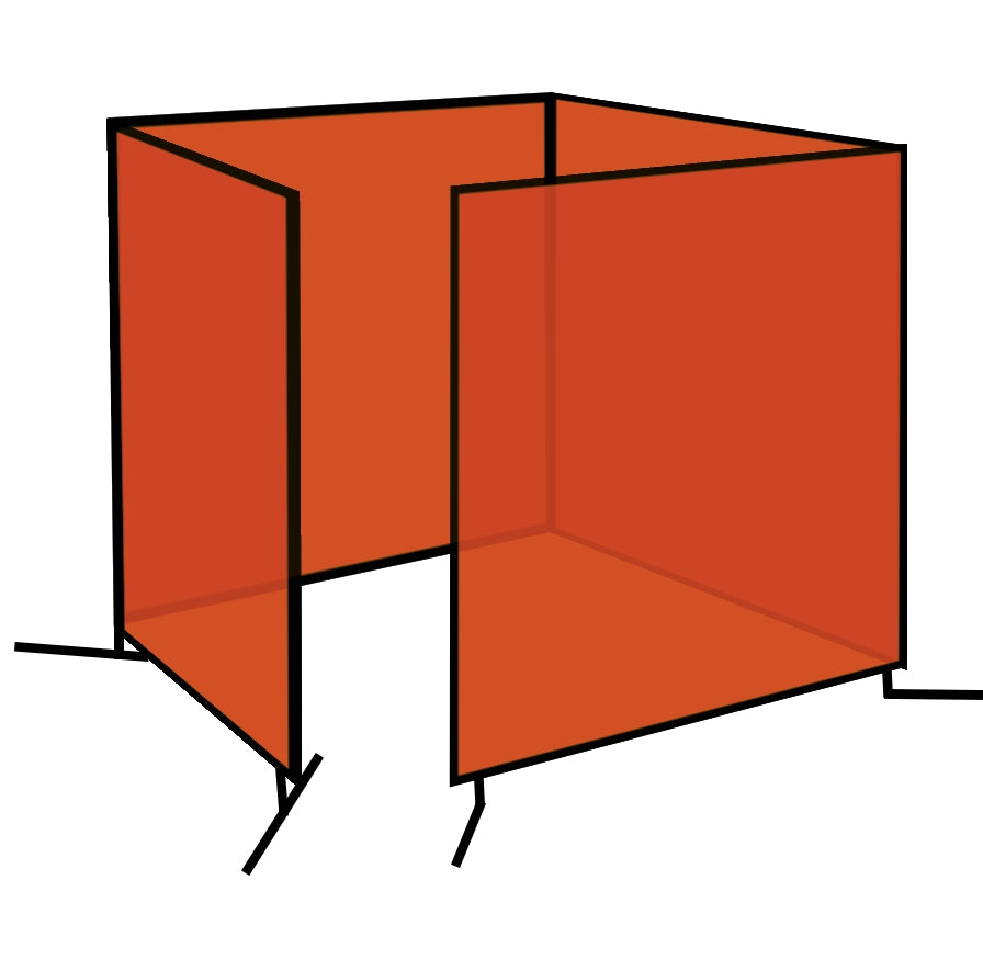 ACST 6x8 ft Orange Vinyl Portable Welding Curtain(Four Panel) with Frame