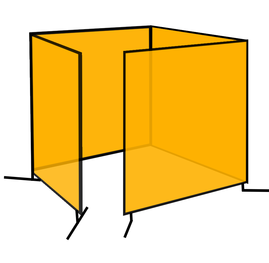 ACST 6x8 ft Yellow Vinyl Portable Welding Curtain(Four Panel) with Frame